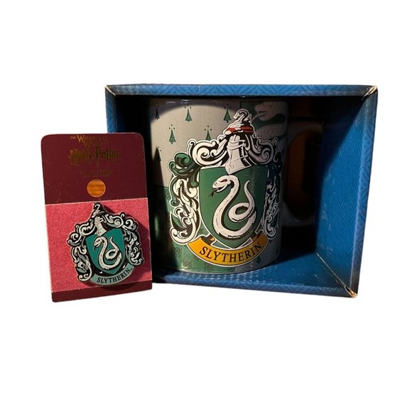 Warner Bros. Other - Harry Potter Slytherin Crest Pin Coffee Cup Mug Gift Bundle